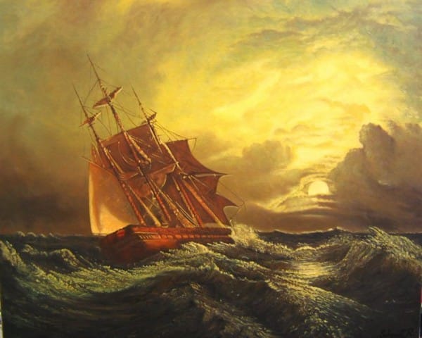 Furtuna pe mare. Tablou de Schmidt Roger